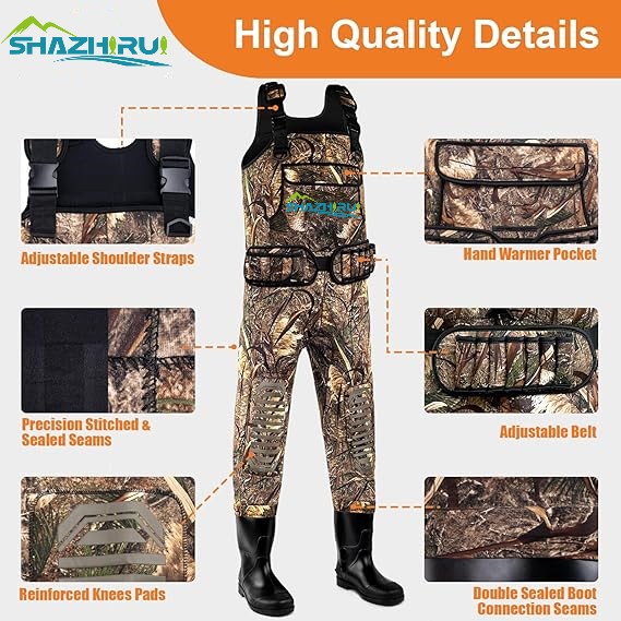 SHAZHIRUI Fishing Waders for Men, Chest Waders for Women with Boots Waterproof, Neoprene Waders for Hunting