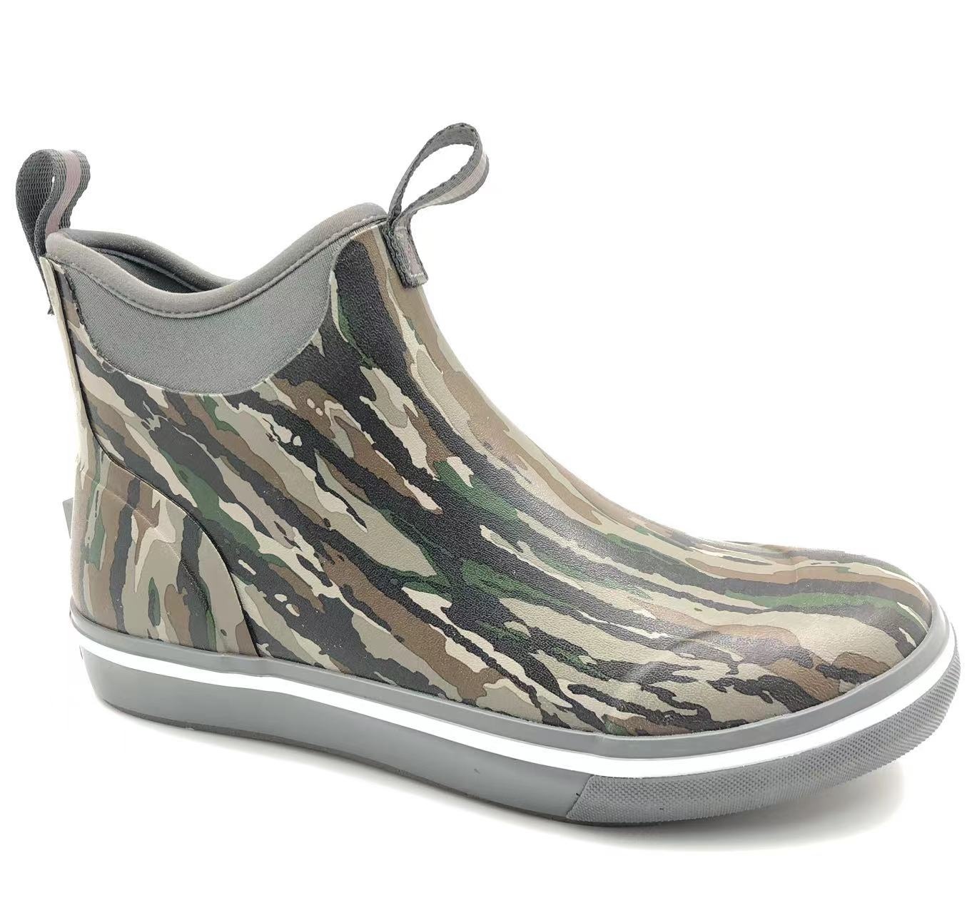 Unisex Camo Print 6" Waterproof Reinforced Toe&Heel Slip Resistant Wide Rubber Ankle Deck Fishing Wading Boots